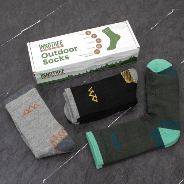 innotree 3 Pack Merino Wool Hiking Socks, Anti Blister Cushioned Micro Crew Socks for Men & Women, Outdoor Thermal Socks - Image 7