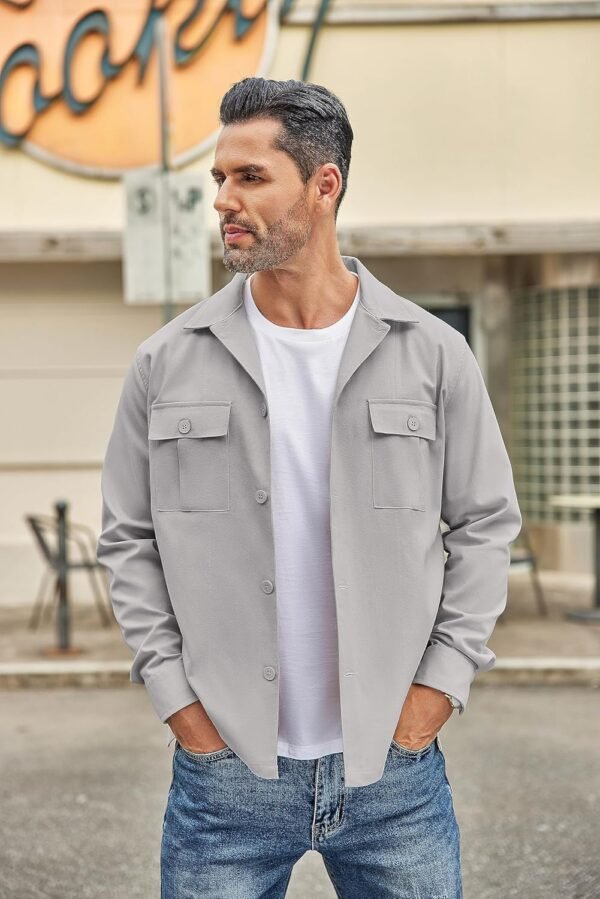 COOFANDY Men's Casual Shirt Jacket Long Sleeve Button Down Overshirt Lightweight Shacket with Pockets - Image 2
