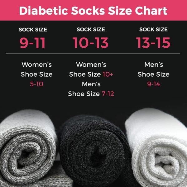 Debra Weitzner Diabetic Socks For Men and Women Loose Fit Non-Binding Cotton Crew Socks 6 Pairs - Image 2