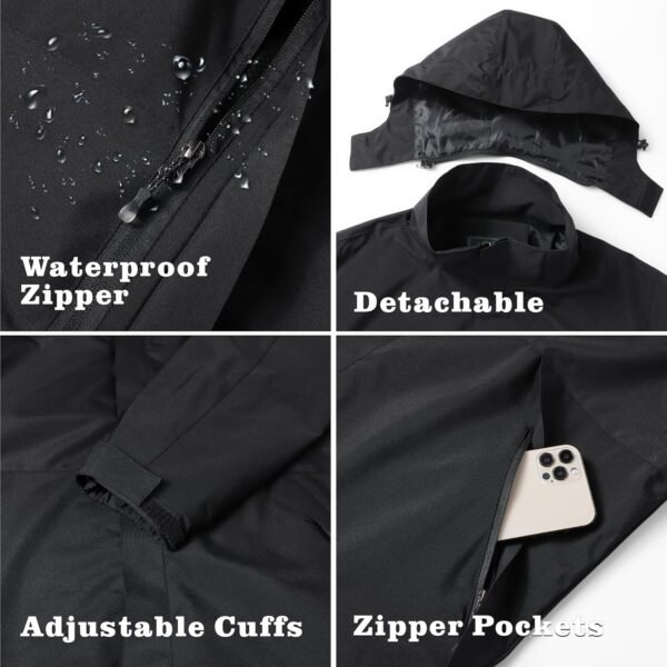 GIISAM Rain Jacket for Men, Mens Waterproof Raincoat Lightweight Rain Jackets Outdoor Rain Coat Windbreaker with Hood - Image 4