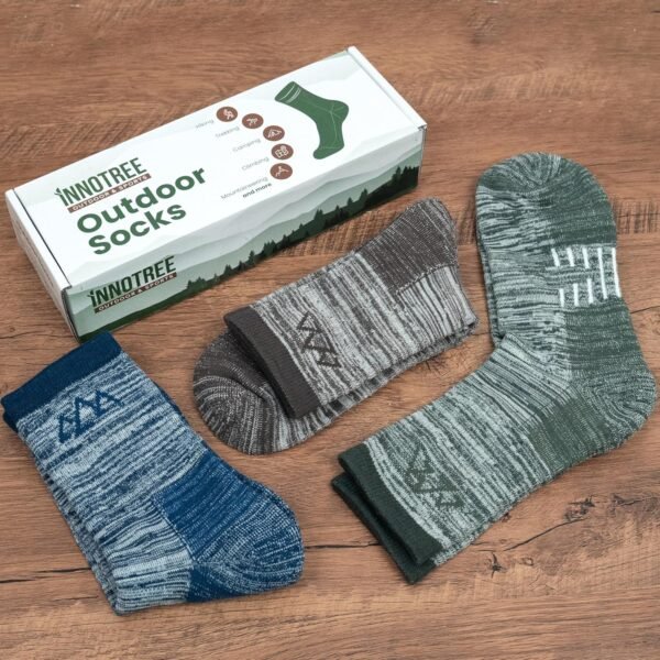 innotree 3 Pack Merino Wool Hiking Socks for Men, Micro Crew Cushioned Moisture Wicking Trekking Socks - Image 7
